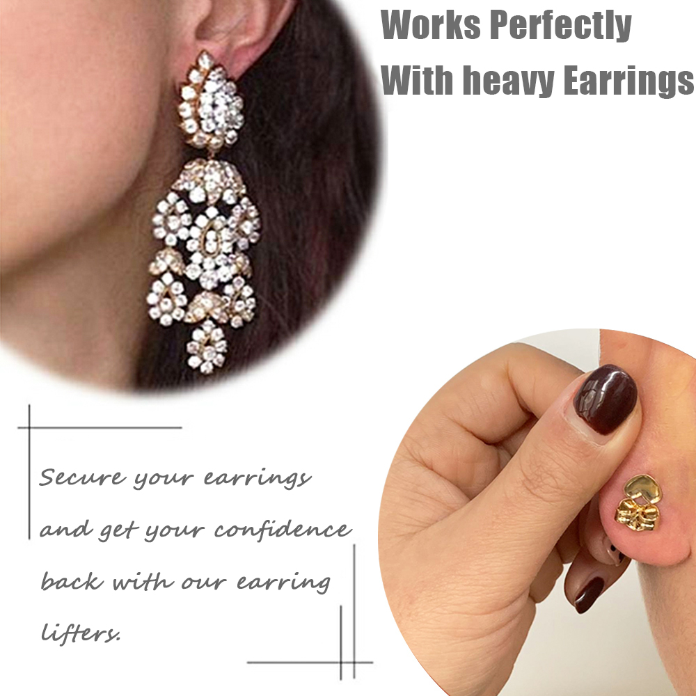 Premium Quality Love Lifters | Back Lobe Ear Support | 2-Pair Set of  Piercing Ear Lobe Back Lift | Sterling Silver and 18K Gold Plated for Ear  Lobe